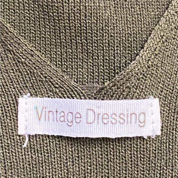 Vintage Dressing Deep V-Neck Knit Dress Green Size XS - Picture 6 of 7